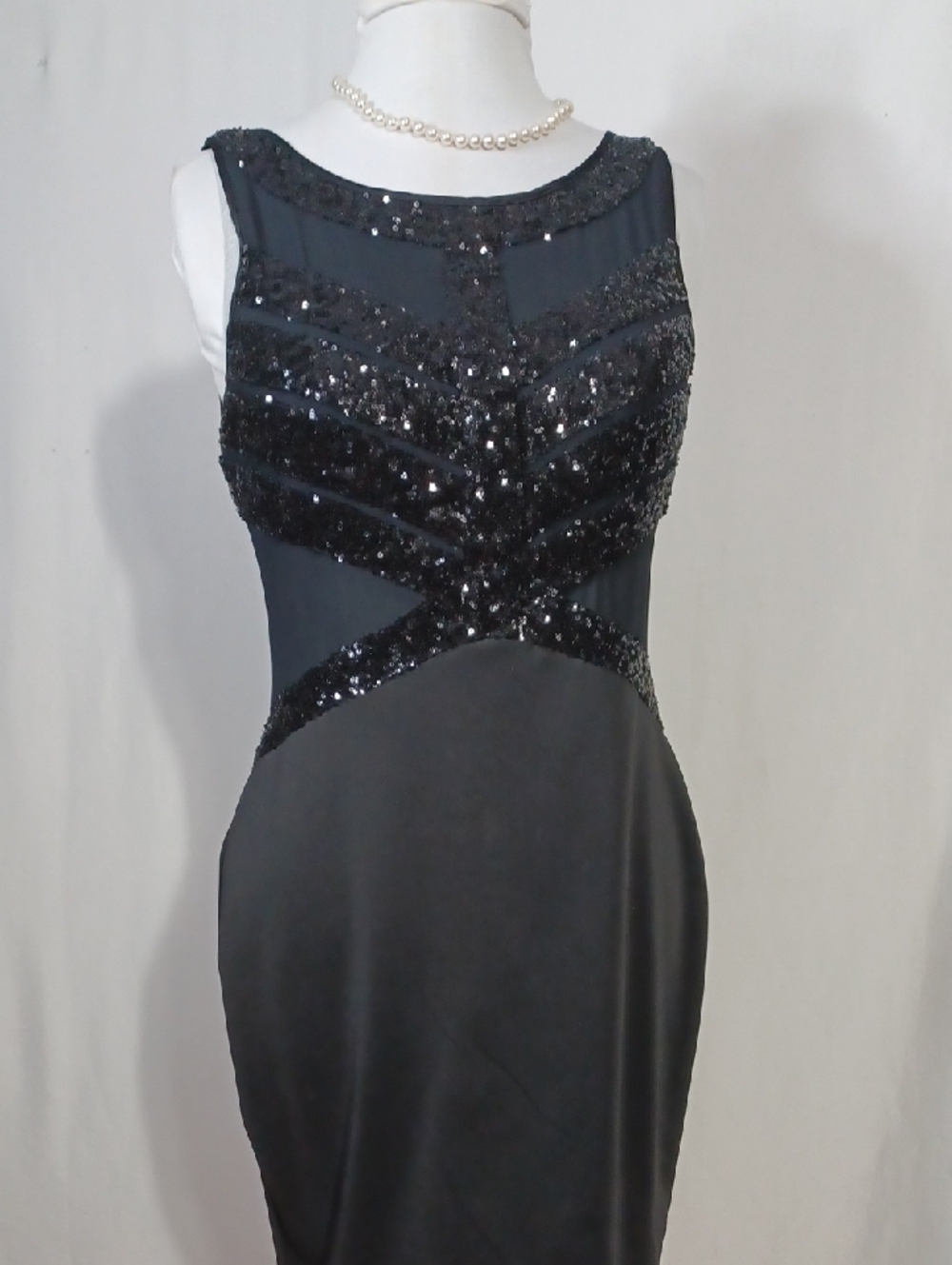 Aidan by Aidan Mattox Black Sequin Sheath Prom Dress